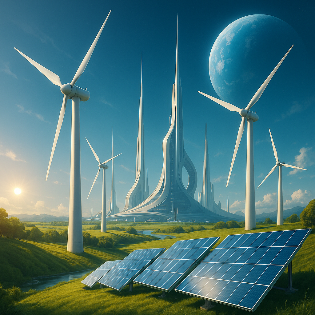 Interior of a futuristic space habitat with glass domes and greenery